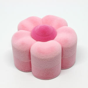 Scatole sveglie del fiore di galleggiamento giallo rosa caldo che imballano velluto dei gioielli per la cassa della scatola dei regali dei gioielli delle bambine - Product Image 5
