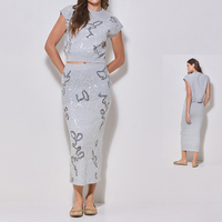 2024 noël week-end mode porter manches courtes sol jupe laine paillettes brillant pull ensemble pour les femmes
