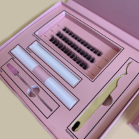 Vente en gros de faux cils naturels faits à la main fournitures coréennes kit d'extension de cils végétalien bricolage