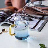 En gros résistant à la chaleur clair 1.55L verre pots à eau avec deux tasses