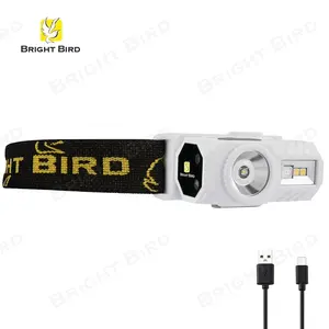 Bright Bird สามไฟแบบชาร์จไฟได้ไฟหน้า USB ตกปลาไฟหน้าไฟฉายกันน้ําโคมไฟล่าสัตว์ไฟหน้า
