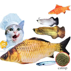 New Style Hot Selling Pet Toy For All Season Natural Catnip Cat Fish Plush Soft Cute Plush Fish