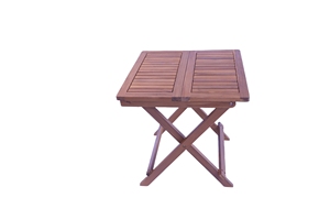 Table d'appoint pliante en bois d'acacia durable, design à deux niveaux réglable, style rustique léger pour une utilisation en extérieur dans une cour ou une villa - Product Image 2