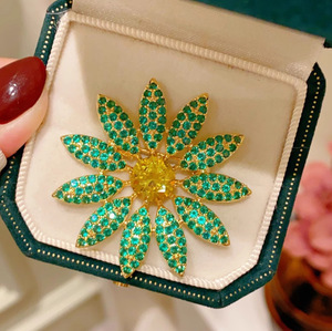 Sang trọng cao cấp thời trang thanh lịch phù hợp với Retro Corsage Trâm Pin tất cả các trận đấu Maple lá hoa Rhinestone hợp kim Bông tai hình dạng thực vật - Product Image 2