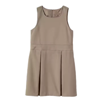 Robe sans manches unie pour filles, avec ourlet plissé, col rond, robe trapèze pour enfants, robe décontractée et confortable pour enfants