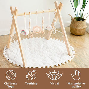 Pieghevole bambino in legno palestra con 4 in legno per bambini giocattoli di dentizione struttura attività palestra appesa Bar regalo per neonato gioco del bambino palestra - Product Image 5