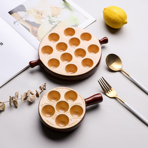 Plat à <span class=keywords><strong>Escargots</strong></span> en Céramique Style Français BD20, Plaque à <span class=keywords><strong>Escargots</strong></span> à <span class=keywords><strong>6</strong></span>-12 Cavités pour Champignons, Œufs et Gaufrettes, Utilisation au Four, Couleur Marron Beige - Product Image 5