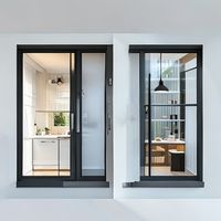 Fenêtre coulissante en aluminium noir avec moustiquaire en acier inoxydable, fenêtre coulissante pour balcon, porte de patio