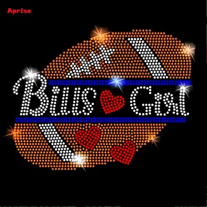 Diseños de transferencia térmica de diamantes de imitación termoadhesivos personalizados de cristal cuadrado con efecto brillante, con motivos de fútbol americano 'Let's Go' y 'Love Buffalo', para bolsos, al por mayor - Product Image 6