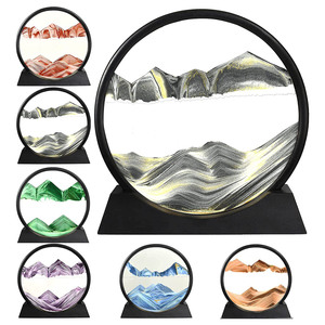 Tournant soufflé verre <span class=keywords><strong>sablier</strong></span> sable 7 pouces 3D mobile mer profonde <span class=keywords><strong>paysage</strong></span> Art noir cadre sable peinture - Product Image 3