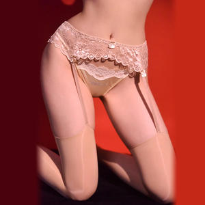 Femmes dentelle jarretelle huile brillant bas petit entremetteur émotionnel brillant huile dentelle trois rangées deux boucle réglable fronde - Product Image 3