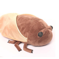 8751 OEM ODM Jouets en peluche réaliste en forme de cigale marron avec coquille dorée, coussin à câliner, poupées insectes en peluche pour enfants et amateurs de nature