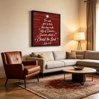 Impression sur toile encadrée « Léon 2:11 » avec cadre en aluminium noir mat, art mural religieux pour la décoration d'églises et de fermes
