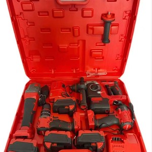 Kit combiné d'outils électriques <span class=keywords><strong>sans</strong></span> <span class=keywords><strong>fil</strong></span> 4 pièces comprenant une meuleuse d'angle, une perceuse <span class=keywords><strong>sans</strong></span> <span class=keywords><strong>fil</strong></span>, un <span class=keywords><strong>marteau</strong></span> perforateur et une clé à chocs avec batterie au lithium - Product Image 2