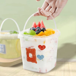 Vaso de Plástico PP Transparente Cuadrado de 1000 ml para Té de Frutas, Té con Leche, Jugo y Bebidas, Moldeado por Inyección, con Logotipo Personalizado, Venta al Por Mayor - Product Image 2