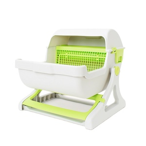 Leyou Pet Factory Supply semi Automatic foldable Cat Litter Box Pet Cat Toilet pet grooming