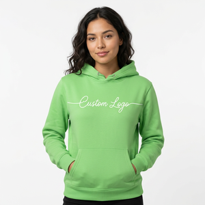 Sweat-shirt à capuche unisexe vert avec logo personnalisé, sweat-shirt décontracté en coton mélangé avec poche kangourou, sweat-shirt streetwear personnalisé - Product Image 2