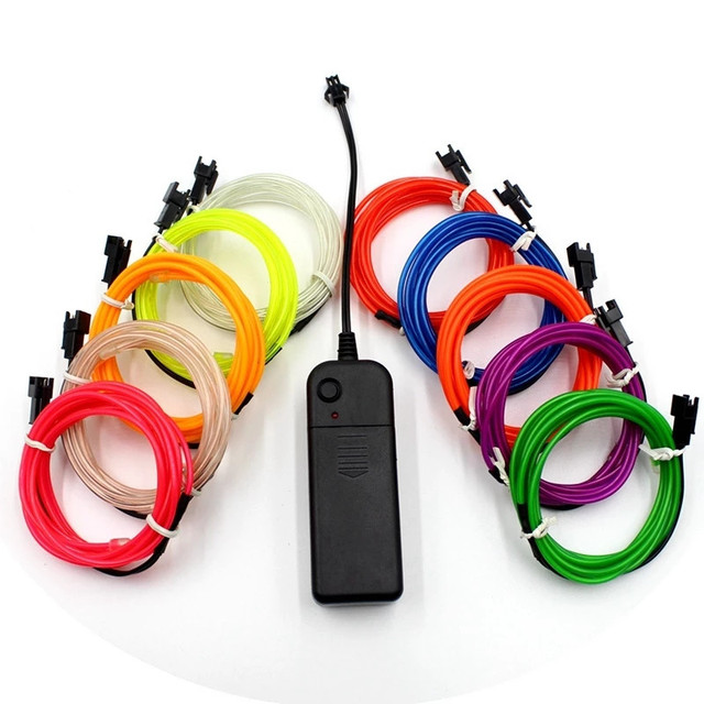 2AA Battery Powered 5m 2.3mm Diameter Escolite EL Wire Kit Neon Lights