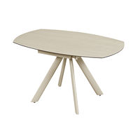 Table à manger extensible multifonctionnelle moderne avec plateau en MDF et pieds en métal avec revêtement en poudre