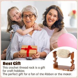 Wooden Spool Holder Flower Shape Rotating Yarn Ball Storage Rack <b>Desktop</b> Stationary Organizer - Product Image 2