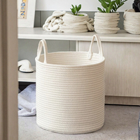 Panier à linge en corde de coton flexible, multifonctionnel et simple, à la mode moderne, poignées en forme de cercle pour ranger les vêtements sales et les jouets