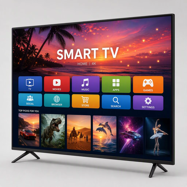 Smart LED TV 32 42 55 65 Inch 4K UHD 60Hz Black WiFi Television OEM ODM Manufacturer