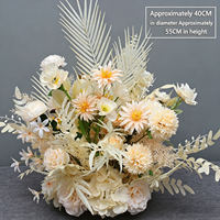 Vente en gros de centre de table personnalisé en fleurs artificielles orange crème, arrangement de table pour mariage, fête, événement, décoration de table
