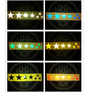 Calcomanías reflectantes de estrella y pentagrama en azul, rojo, blanco, verde, amarillo y negro para motocicleta, bicicleta, patineta y rueda. - Product Image 3