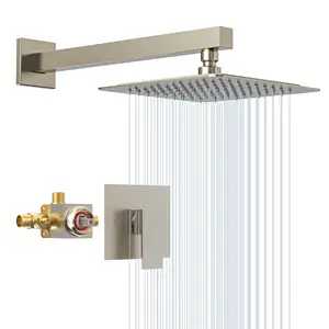 Sistema doccia rubinetto doccia nero opaco Set tutto in metallo di lusso a parete Set rubinetto soffione doccia a pioggia da 10 pollici