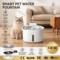 Fontaine à eau pour chat élégante et mignonne, sans fil, en plastique et acier inoxydable, avec batterie, filtre automatique intelligent à 4 étapes, silencieuse en mode veille