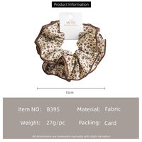 MUJU B395 Chouchous pour cheveux 15 cm en tissu à imprimé floral, grands et volumineux, pour queues de cheval, avec carte logo personnalisée
