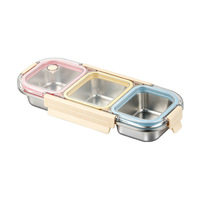 Boîte à lunch en acier inoxydable 304, trois compartiments, anti-odeur, conservation de la chaleur, style nordique, récipient alimentaire