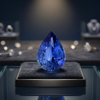 Saphir bleu de laboratoire de haute clarté, taille poire, pierre précieuse en vrac, tailles personnalisées pour la conception et la fourniture de bijoux