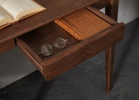 Escritorio Pequeño Moderno para Estudiantes B5163 Gorange de Madera de Nogal Negro, Escritorio de Madera Maciza para Computadora para Dormitorio, Estudio u Oficina