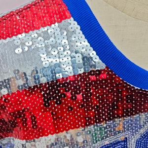 Nuove Magliette USA con Strisce Rosse e Blu e Paillettes a Stella per Donne, Celebrazione dell'Indipendenza 4 Luglio, Collo Tondo, Ricamo con Paillettes - Product Image 6