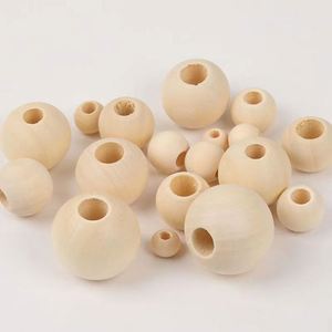 Perles en bois naturel pour la décoration intérieure, fournitures de perles en bois en vrac pour l'artisanat DIY - Product Image 6