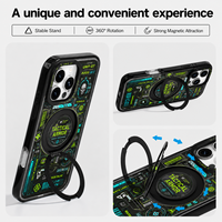 Coque de téléphone portable style Mecha avec impression UV, support magnétique métallique rotatif à 360°, anti-jaunissement, antichoc, logo personnalisé pour iPhone 18 17 16