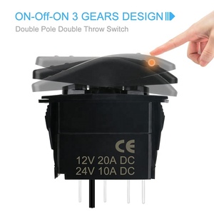 防水ロッカースイッチトグルオン-オフ-オン12V/20A 24V/10A 7ピン<span class=keywords><strong>DPDT</strong></span>赤色LEDライト、マリンボートカー用ジャンパーワイヤーセット付き - Product Image 3