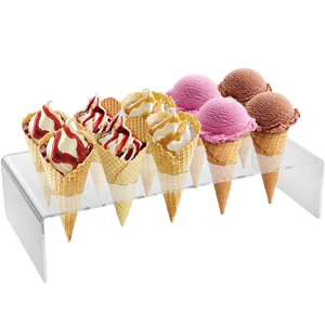 Soporte de cono de helado de 10 agujeros de acrílico transparente moderno para exhibir conos de nieve Sushi rollos de mano palomitas de maíz patatas fritas dulces - Product Image 5