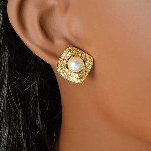 Fashion Wholesale Premium 18k Gold Plated Pearl Zircon Earrings Jewelry <b>Set</b> <b>Women</b> - Product Image 3