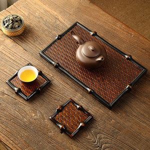 Bandeja de Té de Bambú Estilo Chino, Rectangular, para Preparación de Té Seco, Mesa de Servicio, Almacenamiento Multifuncional, Acabado Lacado - Product Image 4