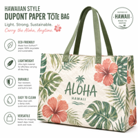 Sac de plage Hawaïen Aloha en papier Tyvek Dupont de haute qualité, personnalisé, grande capacité, durable, réutilisable, imperméable, avec poignée