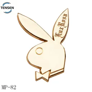 定制3d兔子徽标金属品牌板手袋盖章名称金属私人标签帽子标签