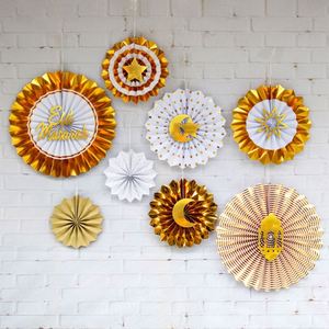 Muslim Islamic Eid and Party <b>Decoration</b> Gold Color Diy <b>Ramadan</b> Mubarak Paper Fan With Moon Letter <b>Decorations</b> - Product Image 4