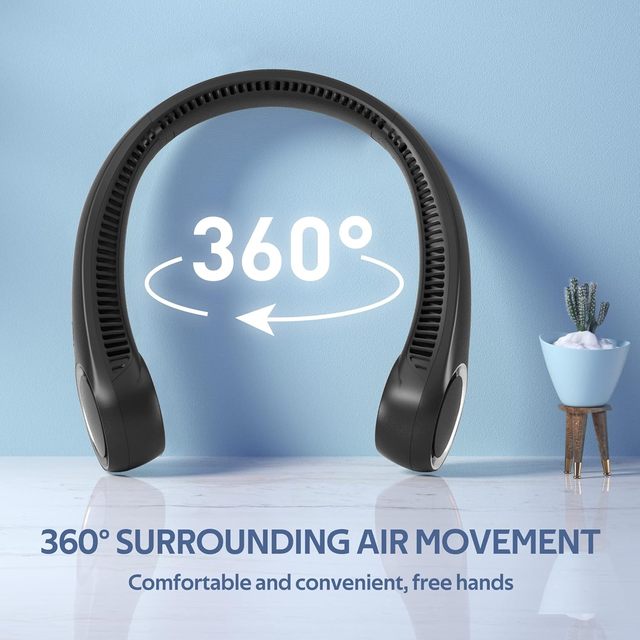 Bladeless 360° Cooling Air Cooling Neck Fan Portable Luxury USB Rechargeable 4000mAh Neck Cooling Blade Neck-free Fan Sports