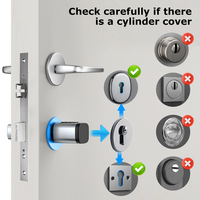 Serrure de cylindre intelligente certifiée CE Aurelysse, profil européen, empreinte digitale, clavier, carte NFC, Tuya TTLock BLE, maison, bureau, noir ou argent