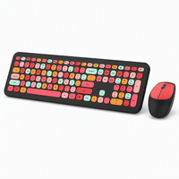 Ensemble clavier et souris sans fil 666/668, 2.4G USB, 110 touches, touches en chocolat, huit couleurs mélangées, pour le bureau et la maison