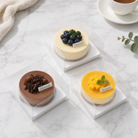 Boîte à gâteaux, desserts et pains carrée transparente de 4 pouces en PET jetable de qualité alimentaire, écologique, personnalisable avec impression, fabriquée au Guangdong