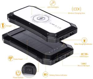 Banque d'alimentation solaire portable sans fil pour l'extérieur, <span class=keywords><strong>15000</strong></span> mAh, <span class=keywords><strong>Powerbank</strong></span> solaire - Product Image 4
