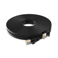 Cable de Red Ethernet de Longitud Personalizada CAT6 CAT6a CAT7 CAT8, Cable LAN Plano Redondo Blindado para Exteriores, Ultra Plano y Blindado